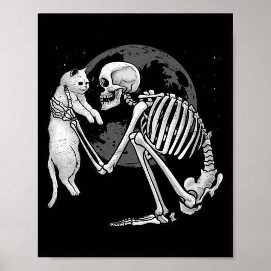 Skeleton Cat Skull Kat Schattigee geest Halloween  Poster (Voorkant)