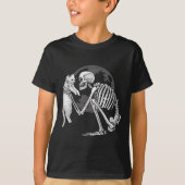 Skeleton Cat Skull Kat Schattigee geest Halloween T-shirt (Voorkant)