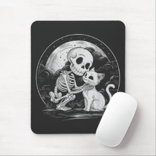 Skeleton Cat Skull Kat - Schattigee Gothic Hallowe Muismat
