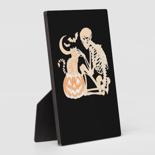 Skeleton Cat Skull kitty Cute Halloween Design Cla Fotoplaat (Zijkant)
