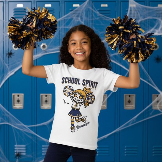 Skeleton Cheerleader Halloween School Spirit T-shirt