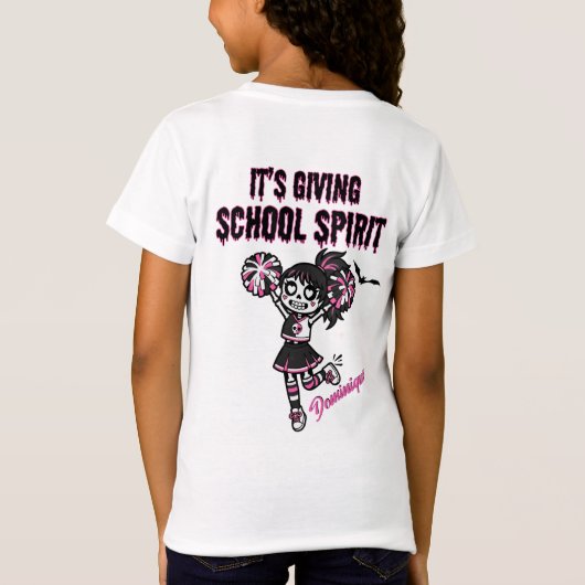 Skeleton Cheerleader Het geeft School Spirit T-shirt (Achterkant)