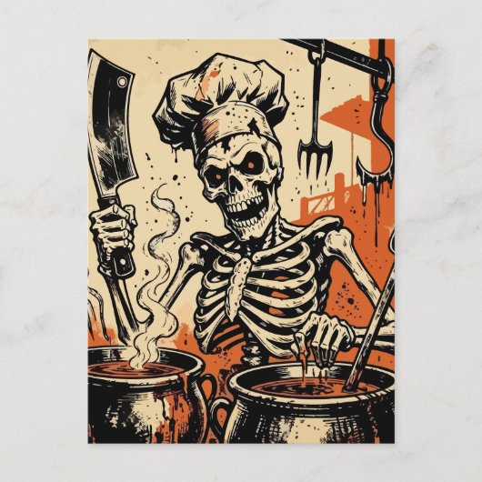 Skeleton Chef Feestdagenkaart (Voorkant)