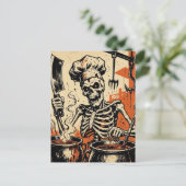 Skeleton Chef Feestdagenkaart (Staand voorkant)