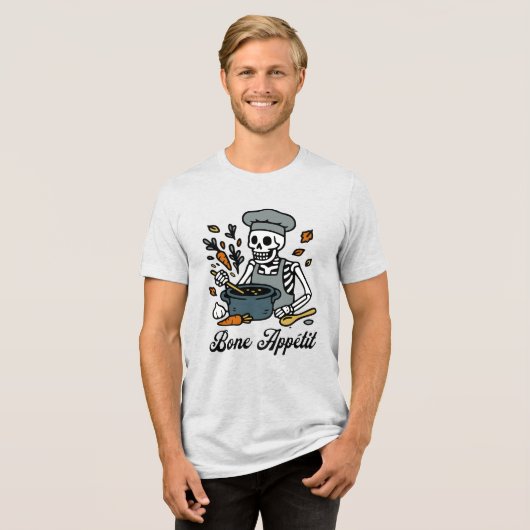 Skeleton Chef Halloween - Spooky Cooking Tri-Blend Shirt (Voorkant volledig)