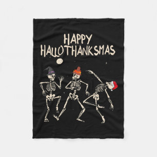 Skeleton Christmas Halloween Thanksgiving Fun Fleece Deken