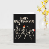 Skeleton Christmas Halloween Thanksgiving Fun Kaart (Gele Bloem)