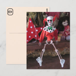 Skeleton Clown Doll Halloween Briefkaart