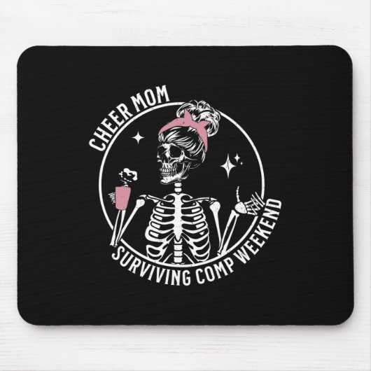Skeleton Coffee Cheer Mom Surviving Comp Weekend M Muismat (Voorkant)