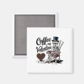 Skeleton Coffee Is My Valentine Funny Coffee Drink Magneet (Voorkant / Achterkant)