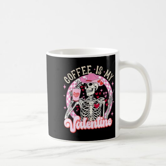 Skeleton Coffee Is My Valentine Funny Valentines D Koffiemok (Rechts)