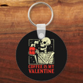 Skeleton Coffee Is My Valentine Funny Valentines D Sleutelhanger (Voorkant)
