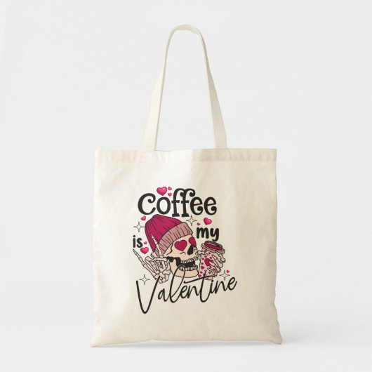 Skeleton Coffee Lovers Valentijn's Day Canvas tas (Voorkant)