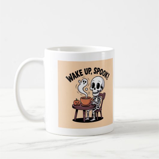 Skeleton Coffee Mok - Wake Up Spook Halloween Desi (Links)