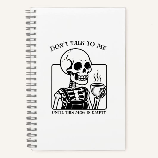 Skeleton Coffee Quote Art - Vetgedrukte zwarte typ Notitieboek (Voorkant)