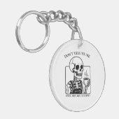 Skeleton Coffee Quote Art - Vetgedrukte zwarte typ Sleutelhanger (Voorkant Links)