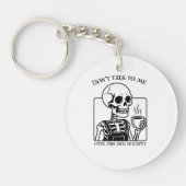 Skeleton Coffee Quote Art - Vetgedrukte zwarte typ Sleutelhanger (Voorkant)