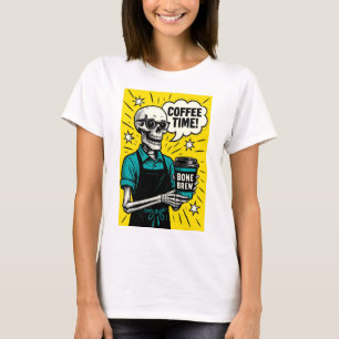 Skeleton Coffee Time - Classic Pop Art T-shirt