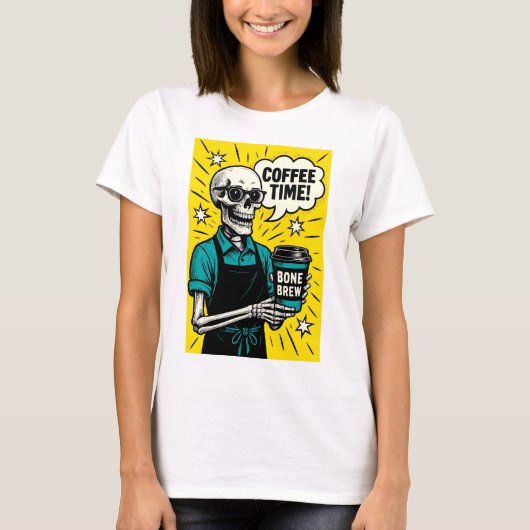 Skeleton Coffee Time - Classic Pop Art T-shirt (Voorkant)