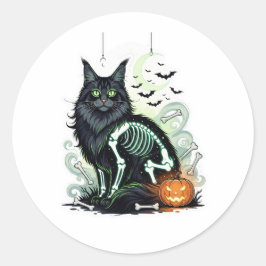 Skeleton Coon beroemd gemaakt door Maine Coon Hall Ronde Sticker