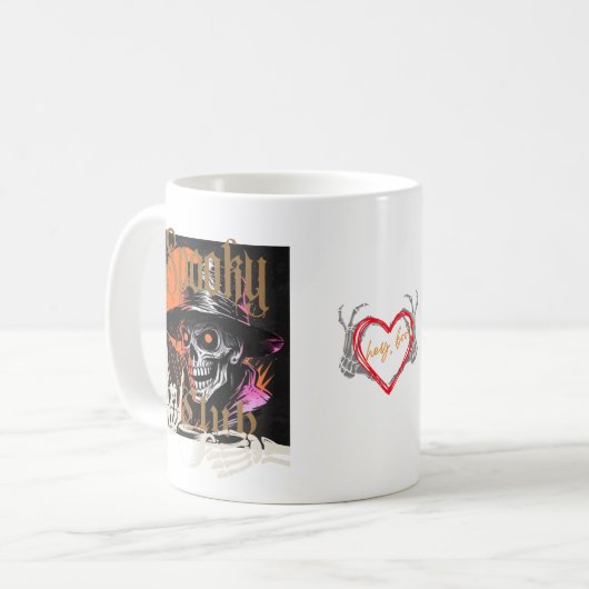 Skeleton Couple Enjoying Coffee Koffiemok (Voorkant links)