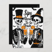 Skeleton Couple Halloween Feestdagenkaart (Voorkant / Achterkant)