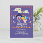 Skeleton Couple Halloween Invitation Kaart (Staand voorkant)
