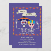 Skeleton Couple Halloween Invitation Kaart (Voorkant / Achterkant)