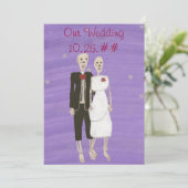 Skeleton Couple Halloween Wedding Invitations Kaart (Staand voorkant)