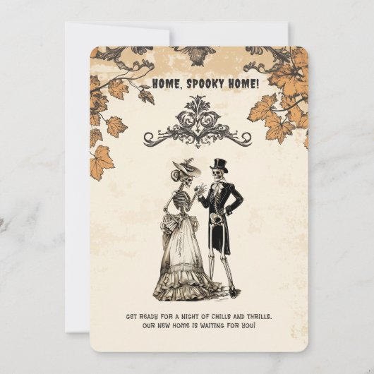 Skeleton Couple Haunted Housewarming Party Kaart (Achterkant)