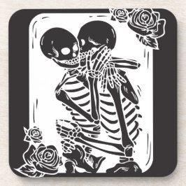 Skeleton Couple Knuffelen op een Onderzetter