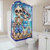 Skeleton Couple Metro Beach Douchegordijn (In situ)