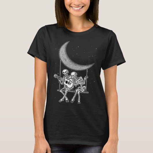 Skeleton Couple Playing the Guitar Swinging from t T-shirt (Voorkant)