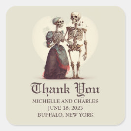 Skeleton Couple Weddenschap Bedankt Vierkante Sticker