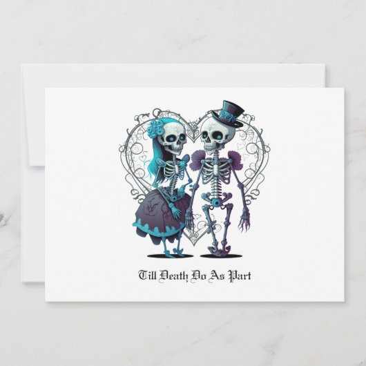 Skeleton Couple Wedding Kaart (Voorkant)