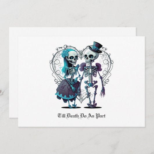 Skeleton Couple Wedding Kaart (Voorkant / Achterkant)