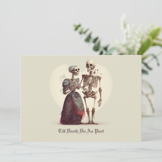 Skeleton Couple Wedding Kaart (Staand voorkant)