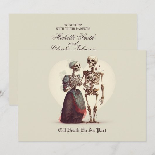 Skeleton Couple Wedding Kaart (Voorkant / Achterkant)