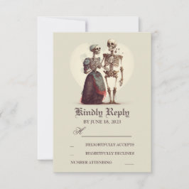 Skeleton Couple Wedding RSVP Kaartje