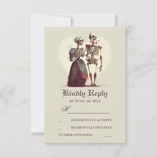 Skeleton Couple Wedding RSVP Kaartje (Voorkant)