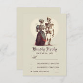 Skeleton Couple Wedding RSVP Kaartje (Voorkant / Achterkant)
