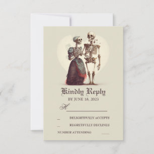 Skeleton Couple Wedding RSVP Kaartje