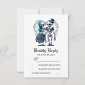 Skeleton Couple Wedding RSVP Kaartje (Voorkant)