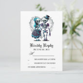 Skeleton Couple Wedding RSVP Kaartje (Staand voorkant)