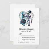 Skeleton Couple Wedding RSVP Kaartje (Voorkant / Achterkant)