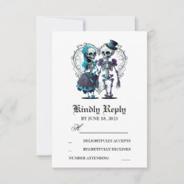 Skeleton Couple Wedding RSVP Kaartje