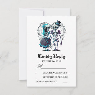 Skeleton Couple Wedding RSVP Kaartje