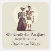Skeleton Couple Wedding Vierkante Sticker (Voorkant)