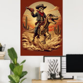Skeleton Cowboy Riding Dinosaur Poster – Sci-Fi We (Thuiskantoor)