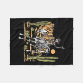Skeleton Cowboy Riding Horse Halloween Rider Costu Fleece Deken (Voorkant (Horizontaal))